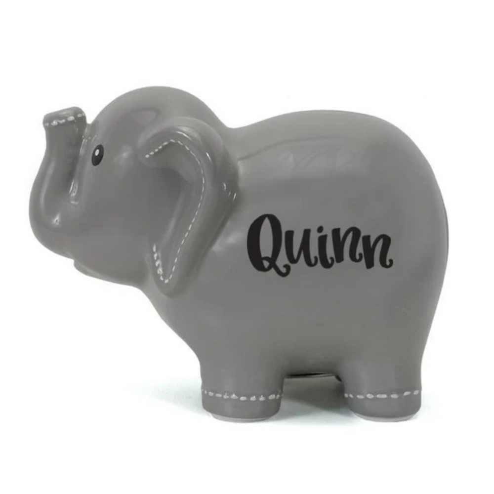 Large Stitched Elephant Bank | Gray