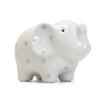 White Elephant Bank with Gray Polka Dots